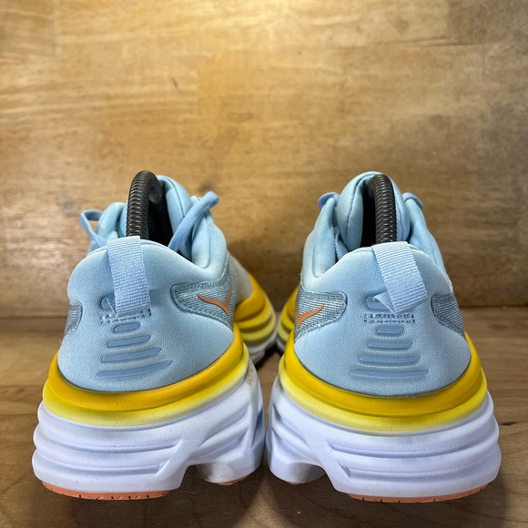 Hoka One One Bondi 8 REFLECTIVE Womens Sz 9.5 Running Shoes Sneakers Blue Yellow - Picture 6 of 13